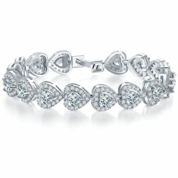 Bracelets | 14K White Gold Filled Heart Diamond Bracelet