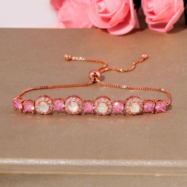 Bracelets | White Fire Opal Pink Topaz Slider Bracelet