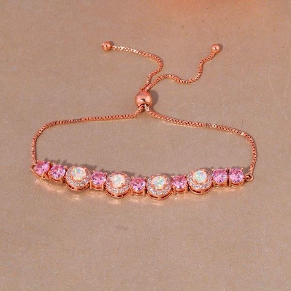 Bracelets | White Fire Opal Pink Topaz Slider Bracelet